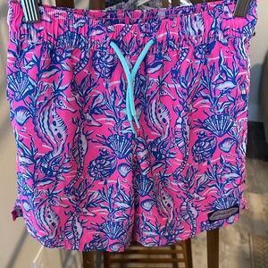 Vineyard Vines Vibrant Pink and Blue Patterned Swim Shorts